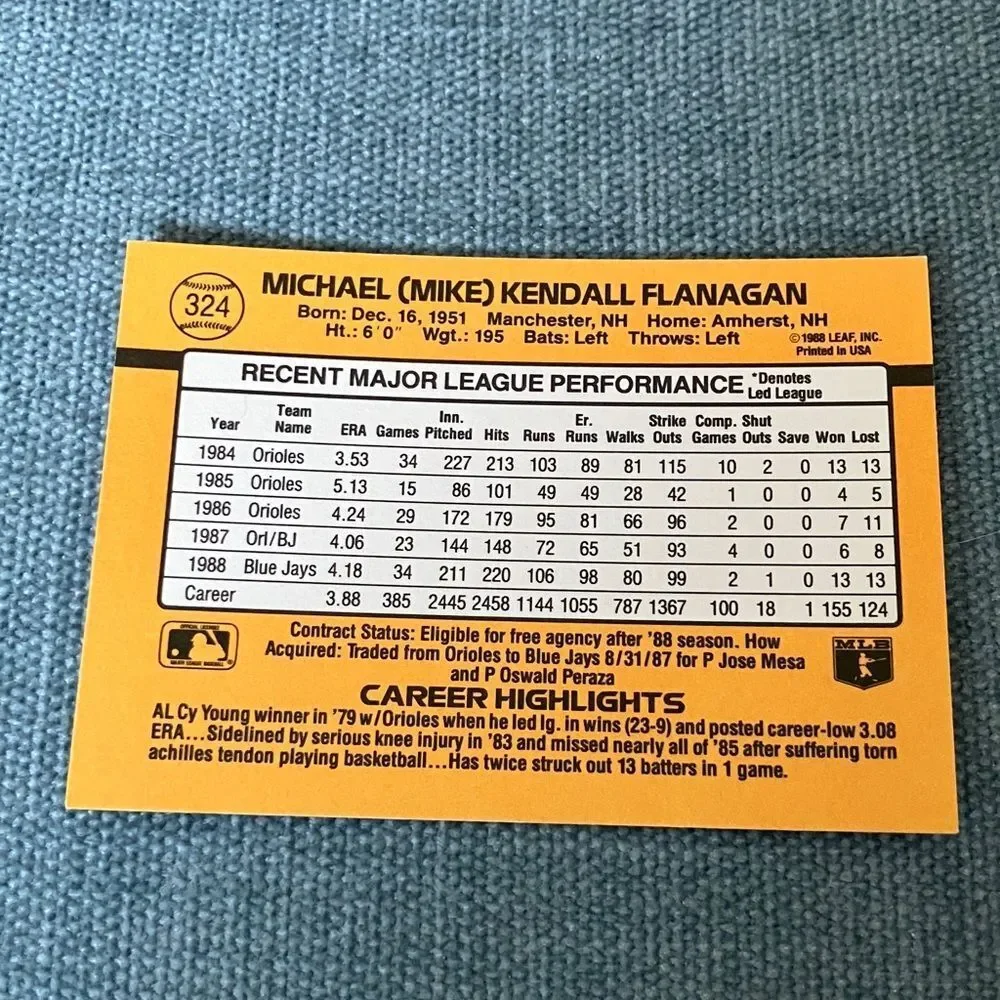 1989 Donruss Toronto Blue Jays Baseball Card Trading Card